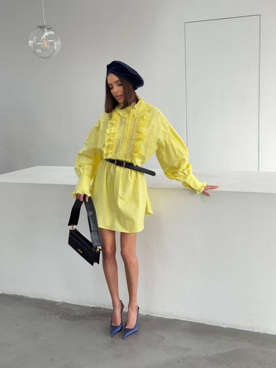 платье желтый,женское платье рубашка,платье с оборками,платья мини,летние платье