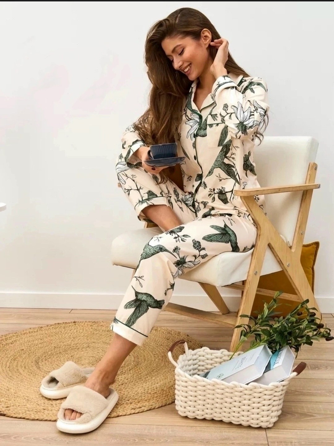 пижама женская со штанами sunlucky,пижама,женские пижамы - двойка,пижама женская со штанами sunlucky цвет зеленый, бежевый,женские пижамы