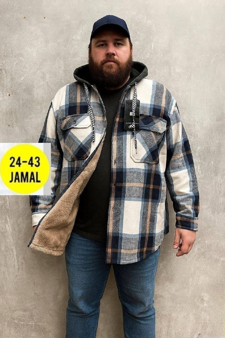 рубашка с капюшоном,рубашка теплая,рубашка теплая на флисе,рубашка куртка в клетку теплая с капюшоном,рубашка великан