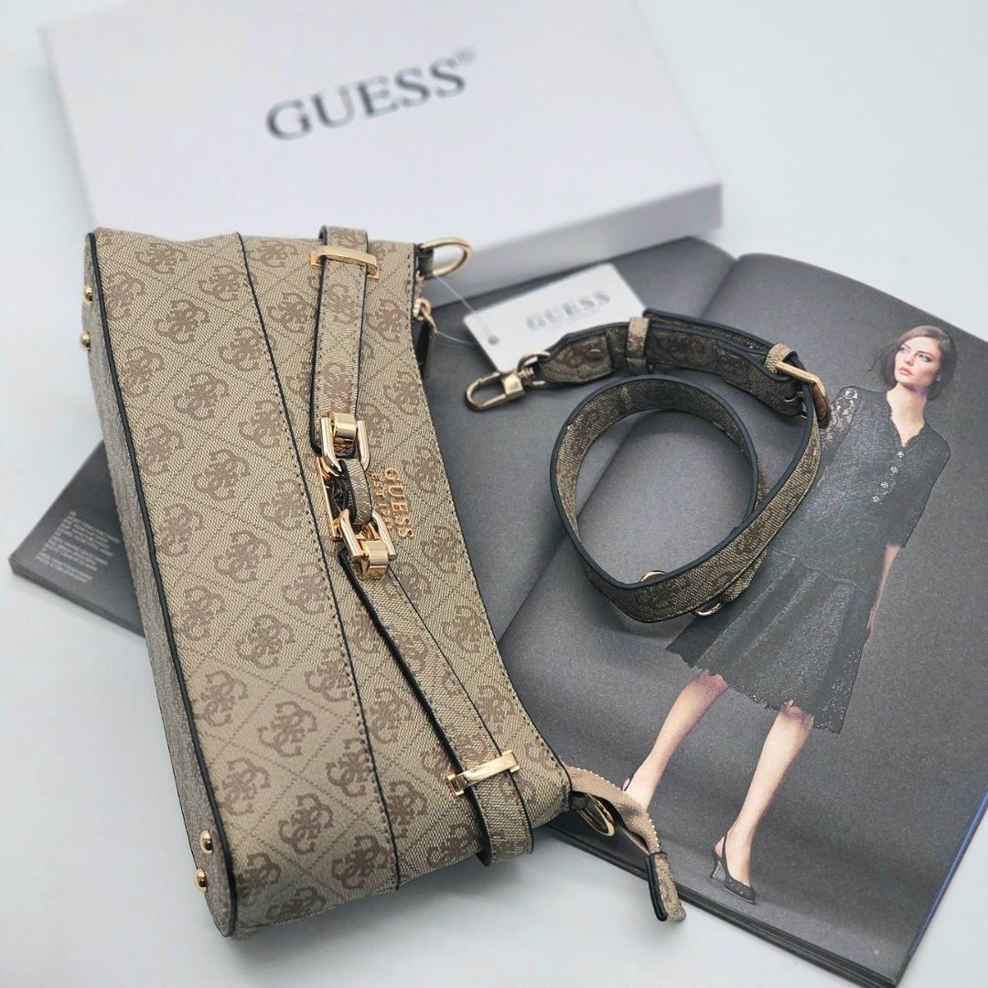 наплечная сумка guess eco erica schultertasche 24 cm цвет latte logo,сумка guess,сумка guess на плечо,сумка guess женская,сумка guess через плечо женская
