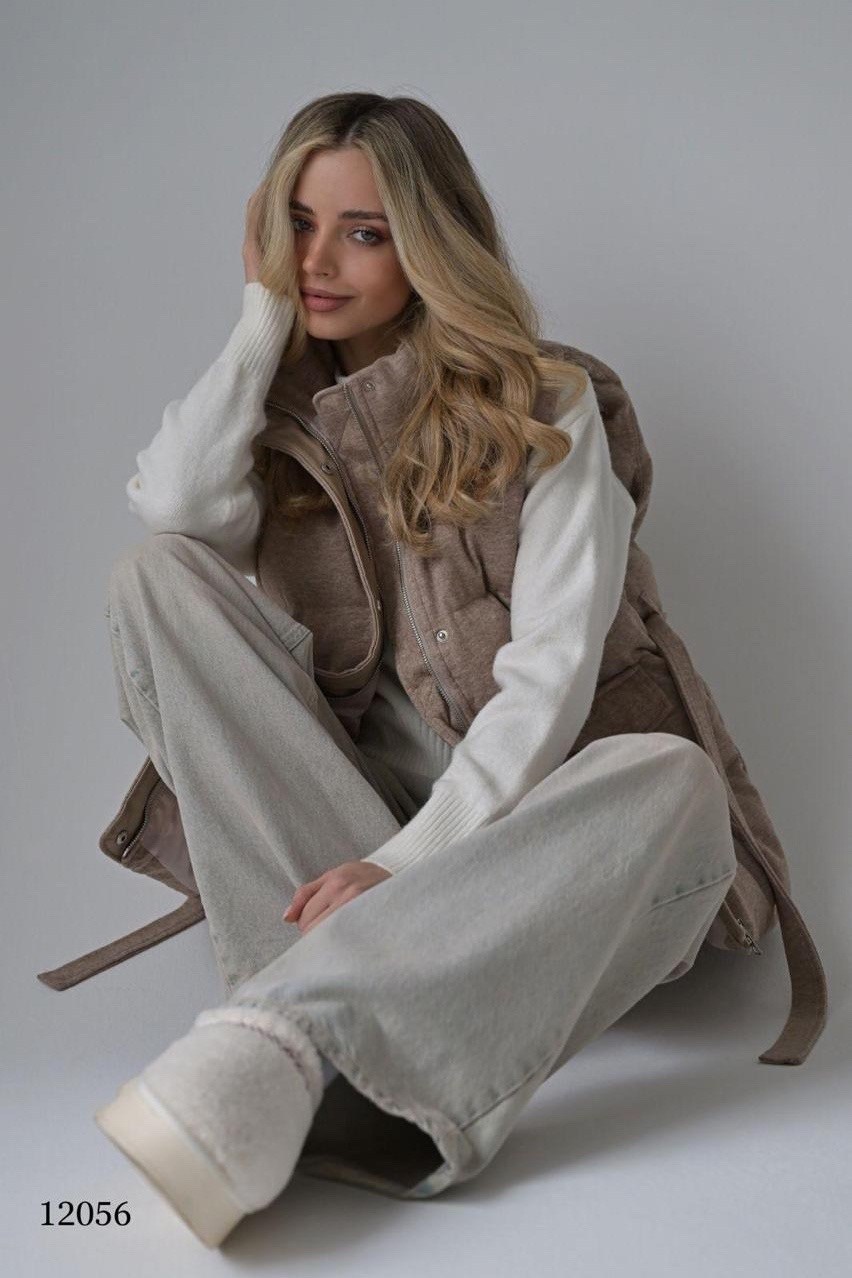 жилет бежевый,жилет женский,стильная жилетка,жилет утепленный женский,жилет