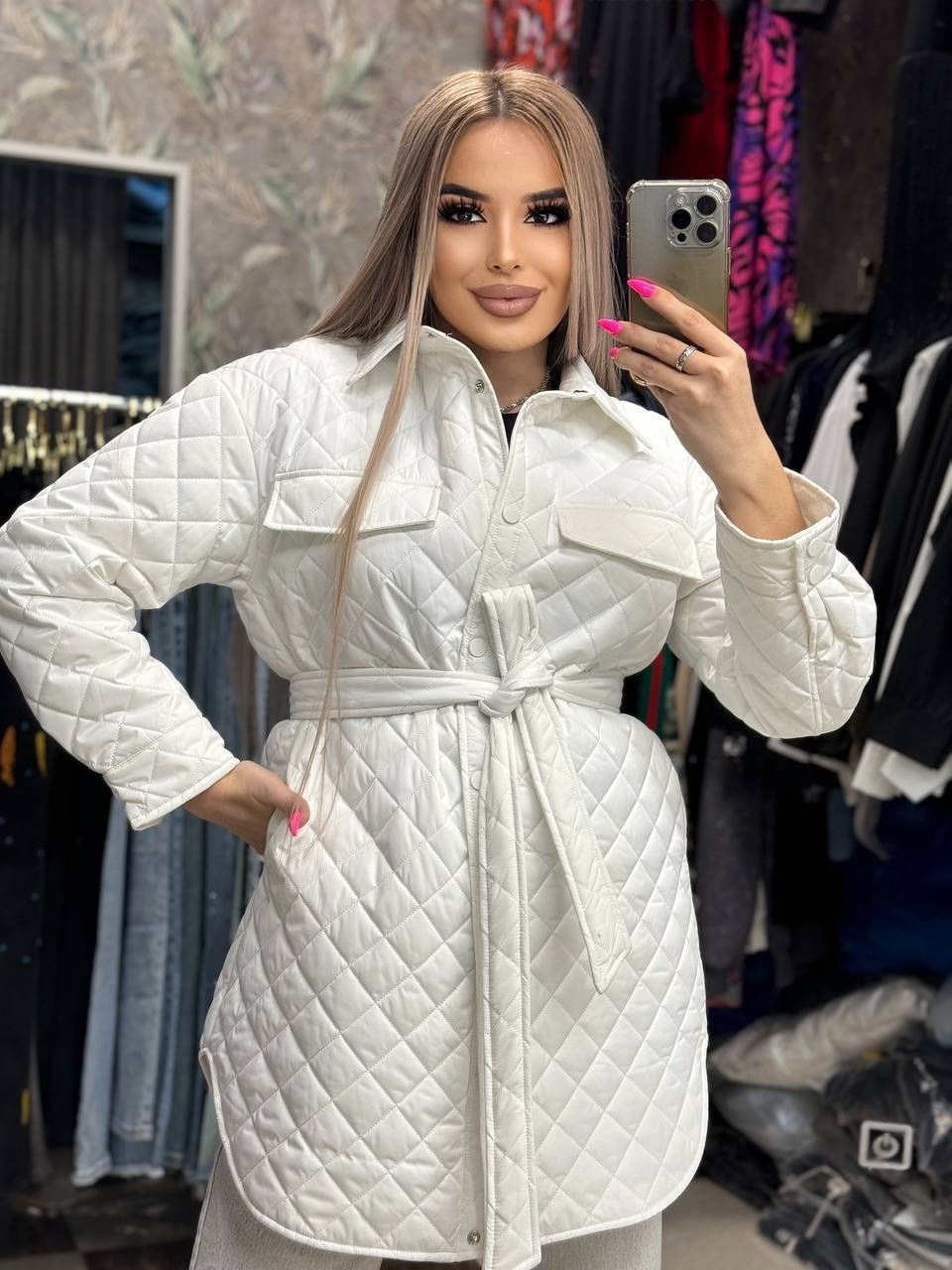 стеганая куртка с поясом,женская демисезонная куртка,куртка женская,демисезонная куртка,куртка рубашка женская стеганая