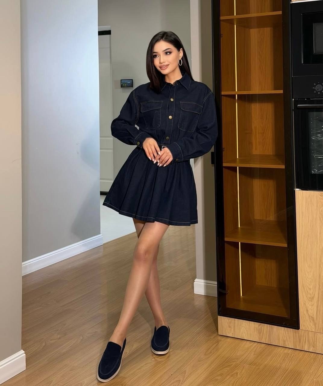 джинсовое платье,женское джинсовое платье sitmcf,джинсовое платье рубашка в стиле карго,модное джинсовое платье рубашка в стиле карго,джинсовое платье карго