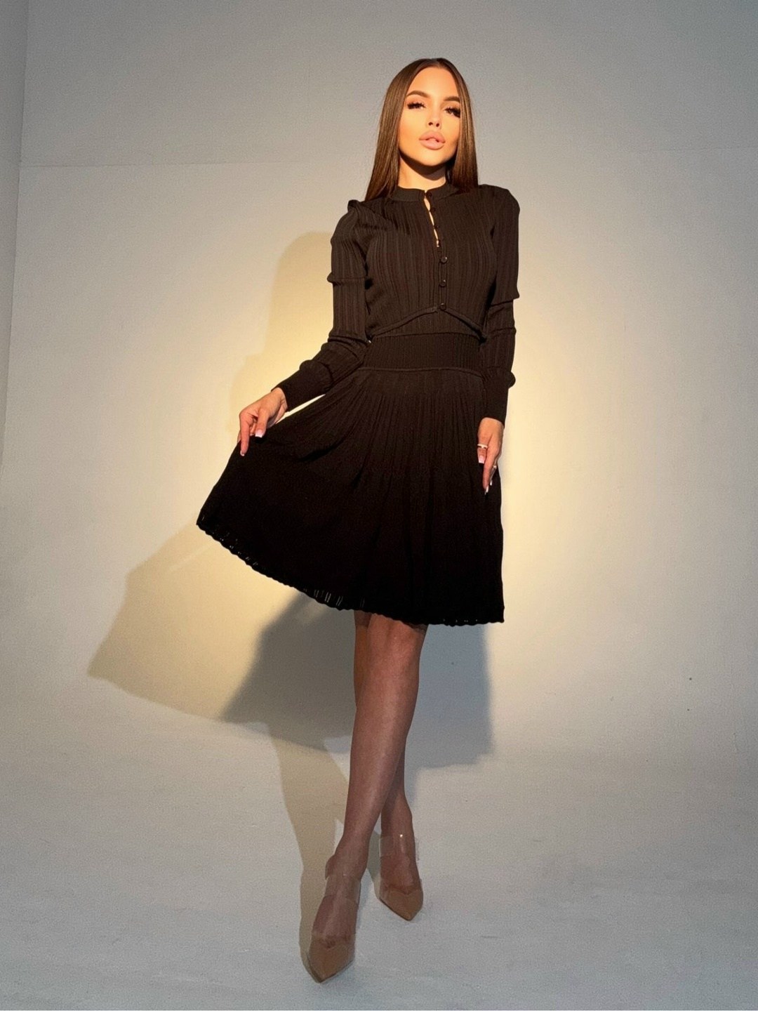 платье,платье черное,стильное платье,женское платье,черное платье плиссе