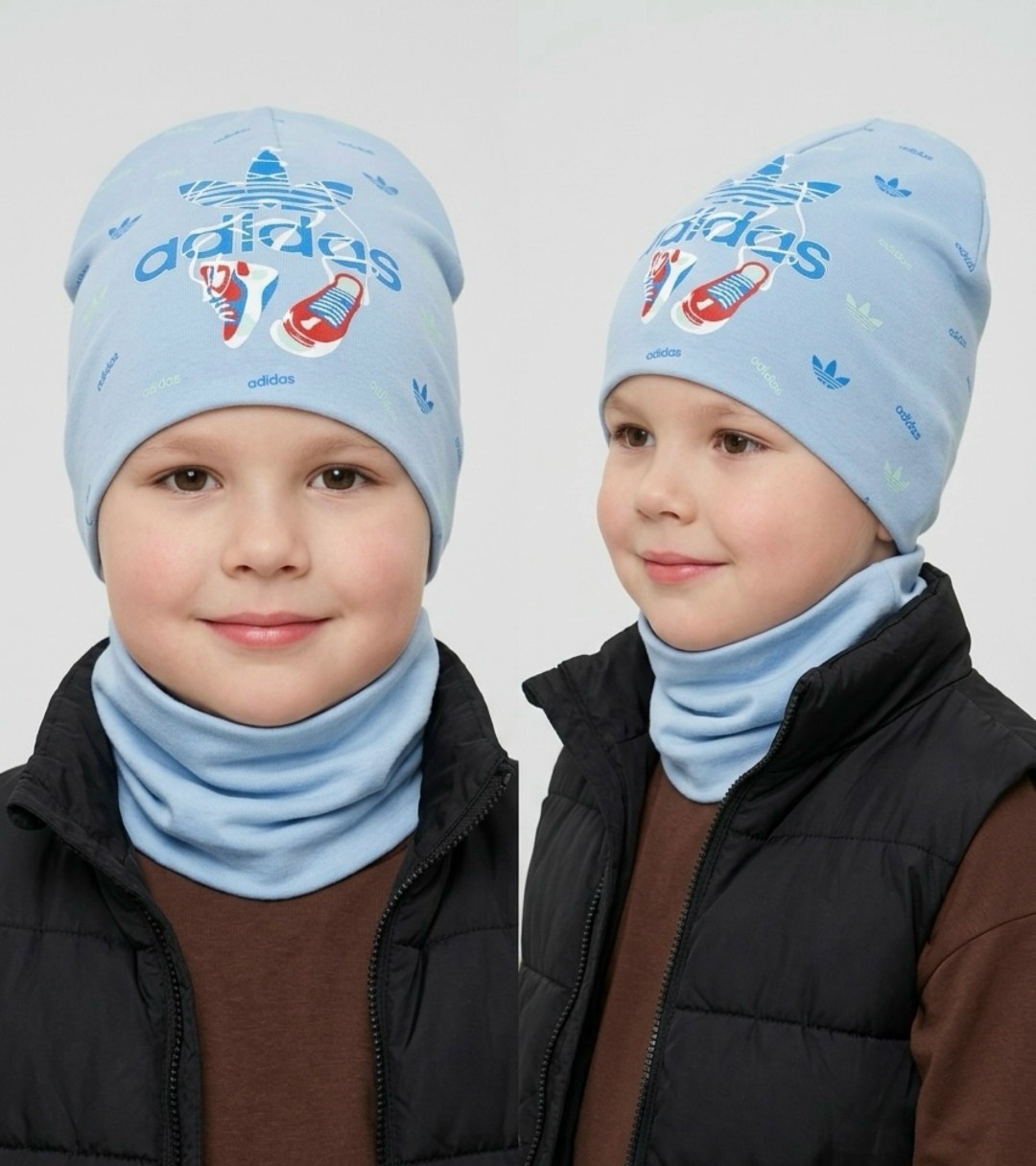 комплект шапка снуд,комплект трикотажный,детская шапка,шапка и снуд,шапка комплект