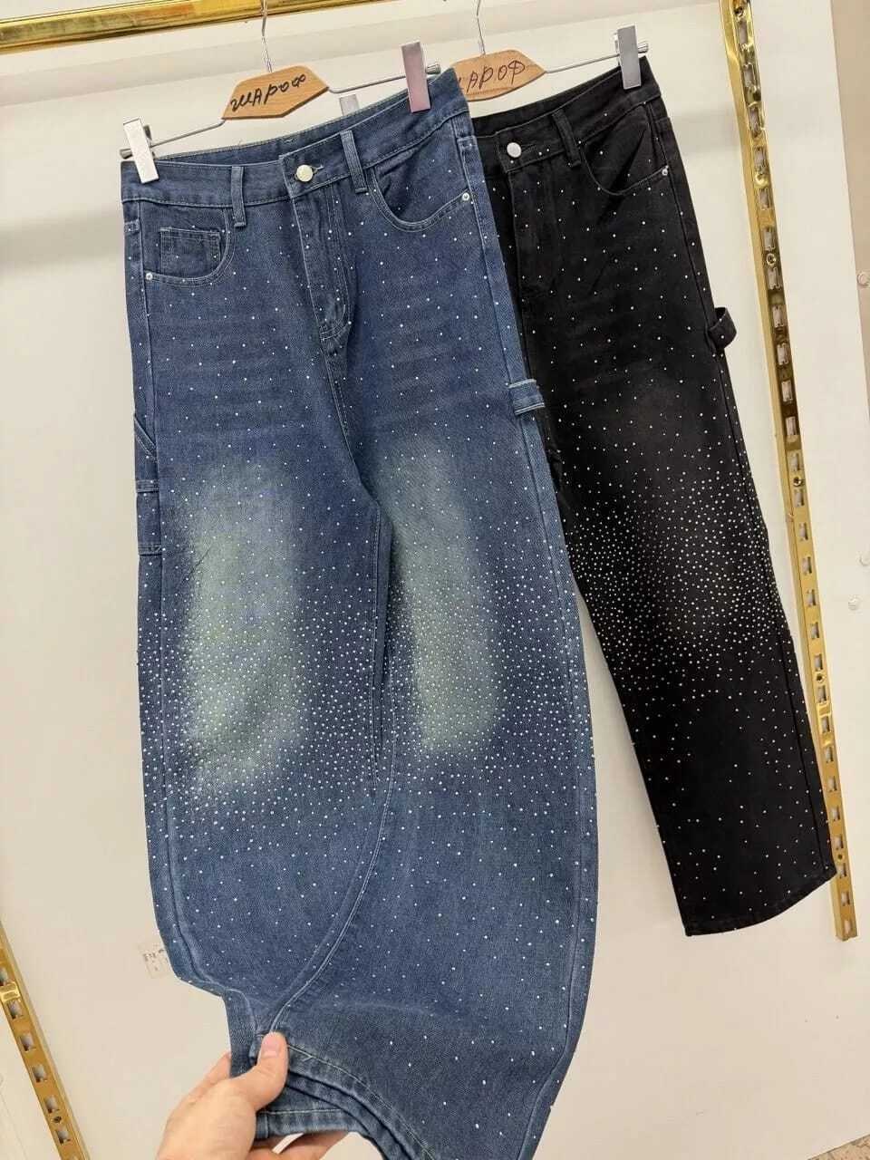 джинсовые брюки,джинсы со стразами,стильные джинсы,женские джинсы,джинсы со стразами широкие