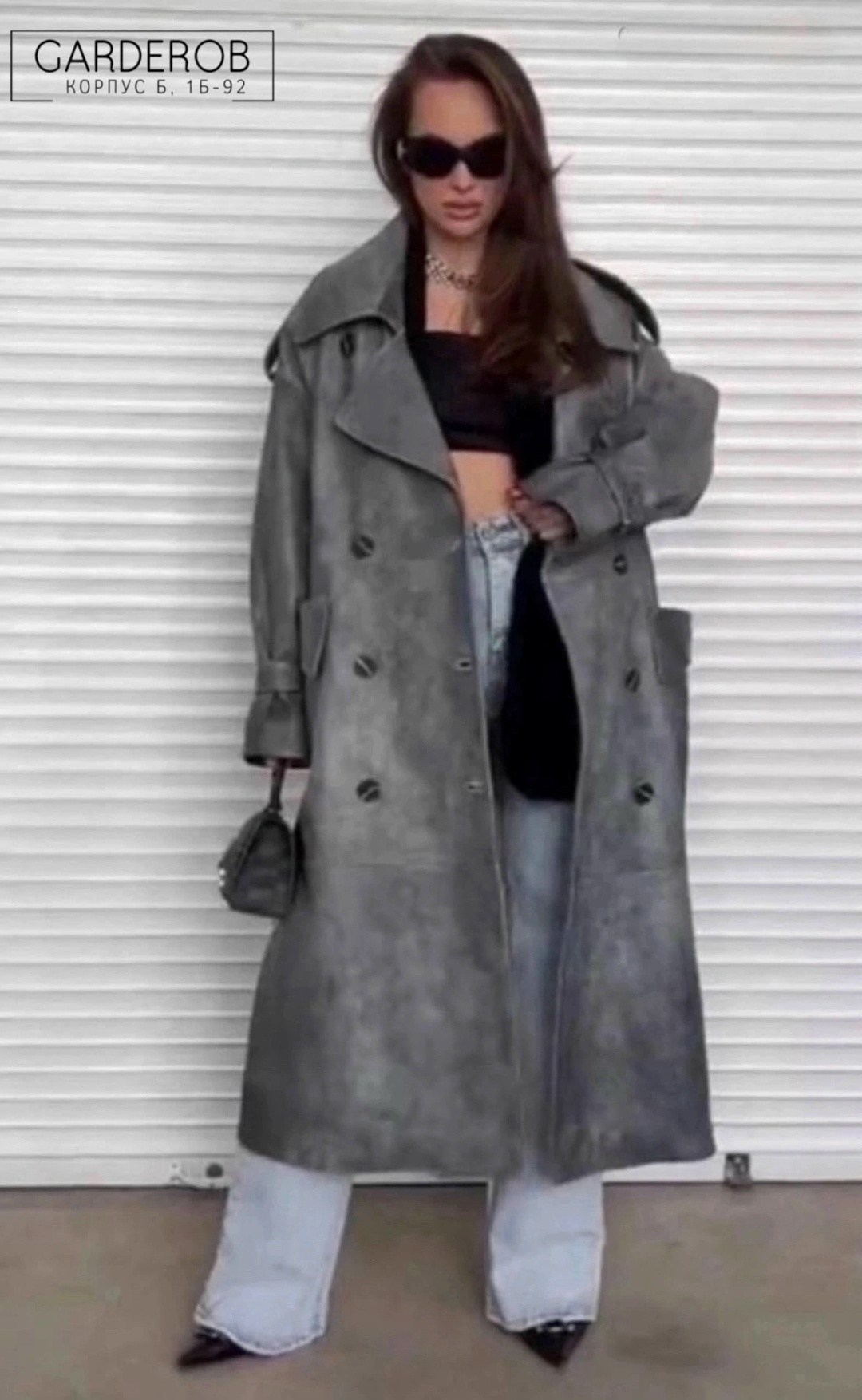 тренч эко кожа арт.5125167,тренч эко кожа,женский плащ,тренч,замшевый тренч