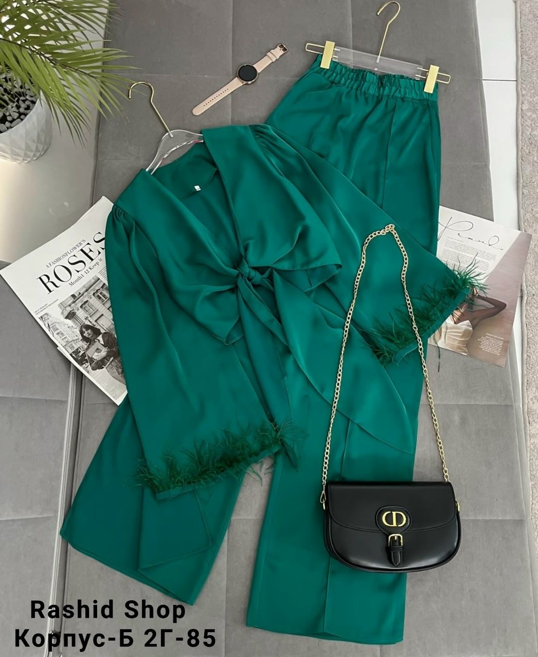 брючный костюм с перьями,шелковый брючный костюм,костюм женский,женский костюм двойка,брючный костюм женский