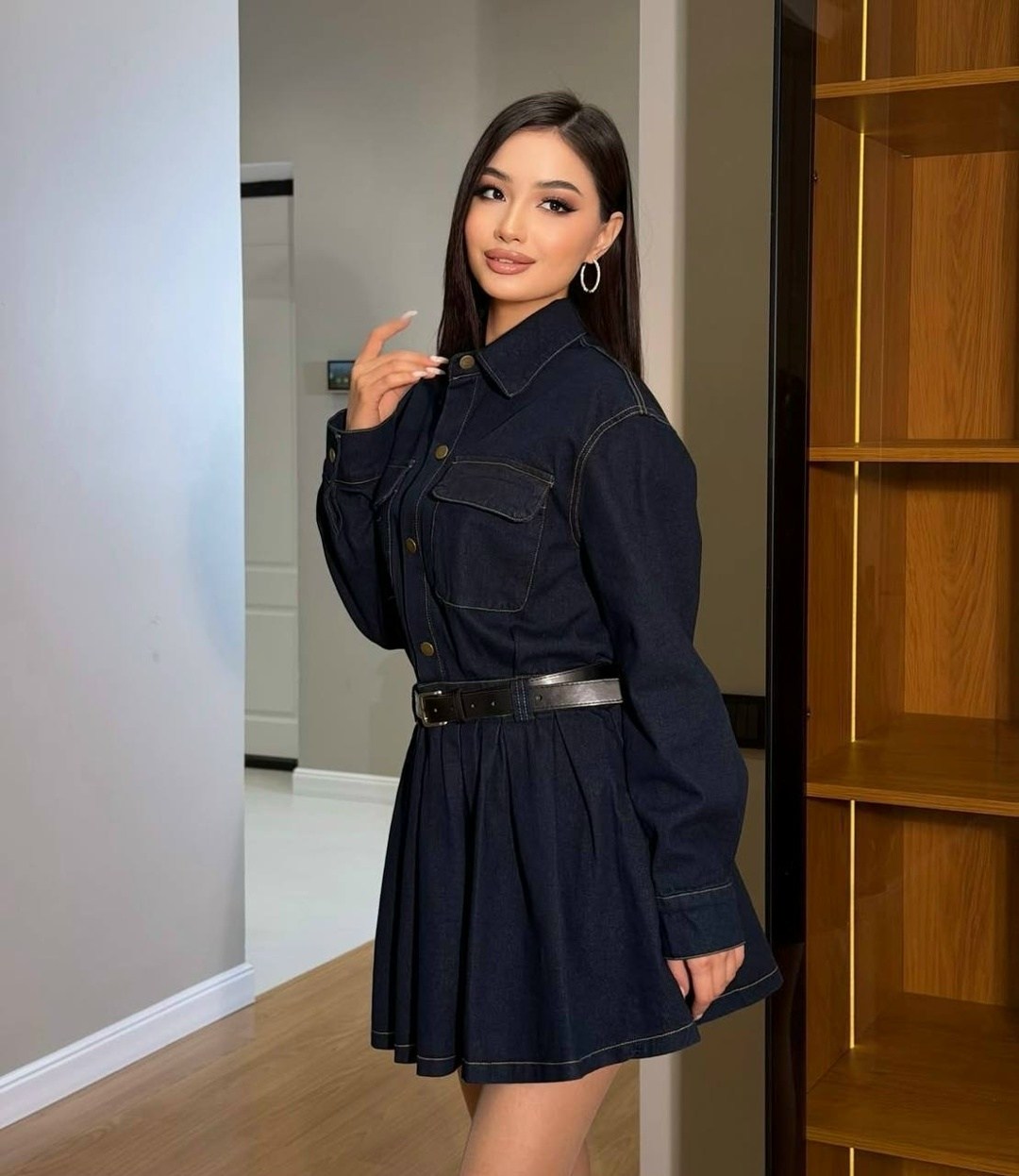 джинсовое платье,женское джинсовое платье sitmcf,джинсовое платье рубашка в стиле карго,модное джинсовое платье рубашка в стиле карго,джинсовое платье карго