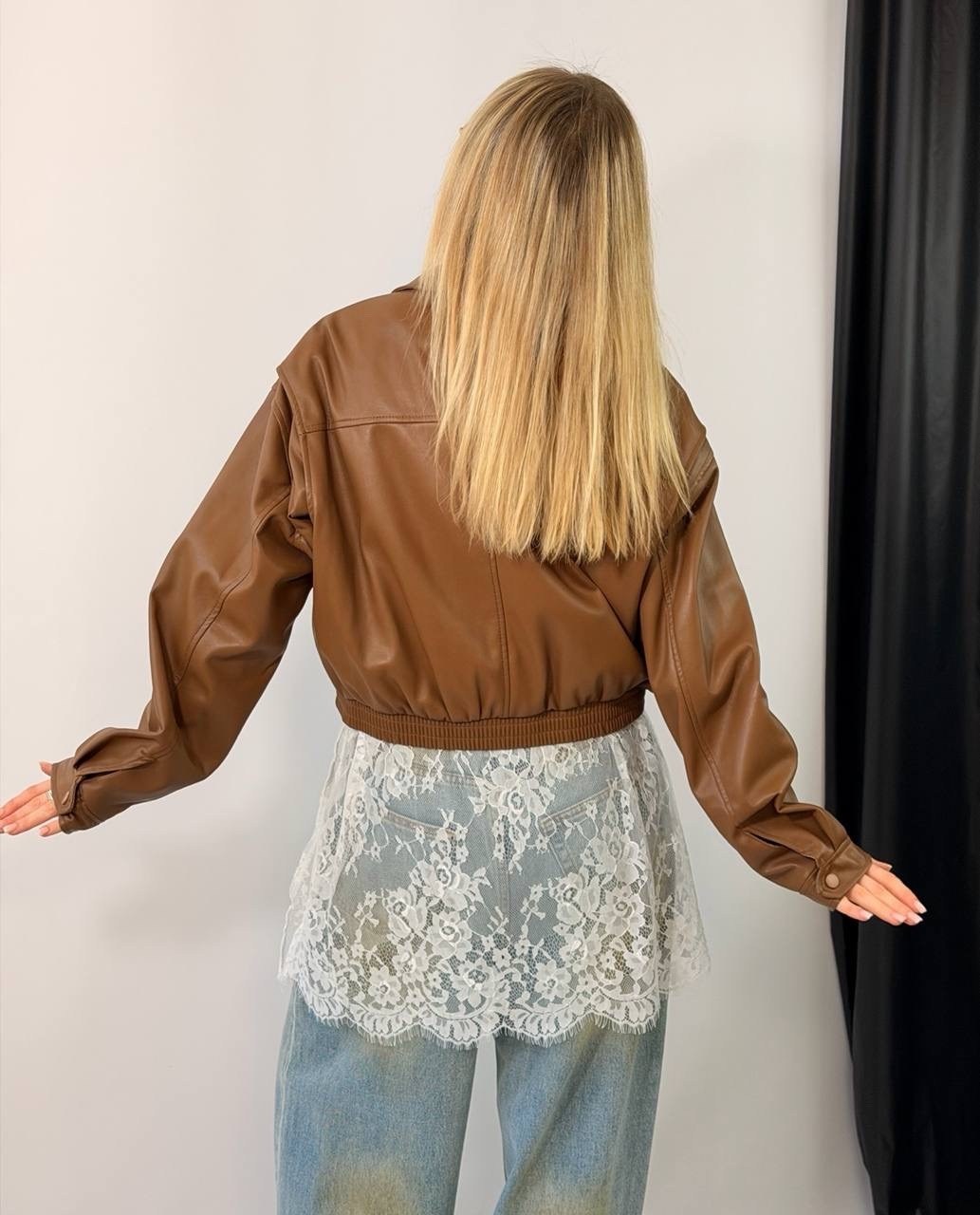 куртка бомбер из экокожи emberens,куртка кожаная,кожаная куртка бомбер,куртка из экокожи,женская кожаная куртка