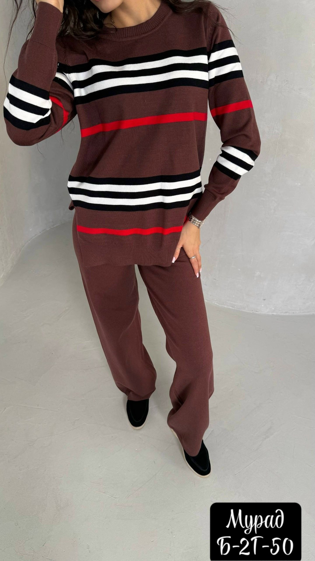 трикотажные костюмы,женские костюмы,костюм кашемировый женский брючный,трикотажный костюм женский,трикотажный костюм с брюками и кофтой в полоску aisha comfort