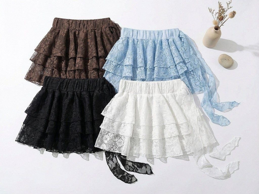 кружевная юбка,юбка с кружевами,летние кружевные мини-юбки с высокой талией,юбка с оборками,юбка эмо кружевная
