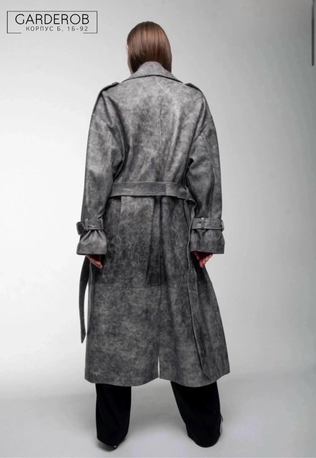 тренч эко кожа арт.5125167,тренч эко кожа,женский плащ,тренч,замшевый тренч