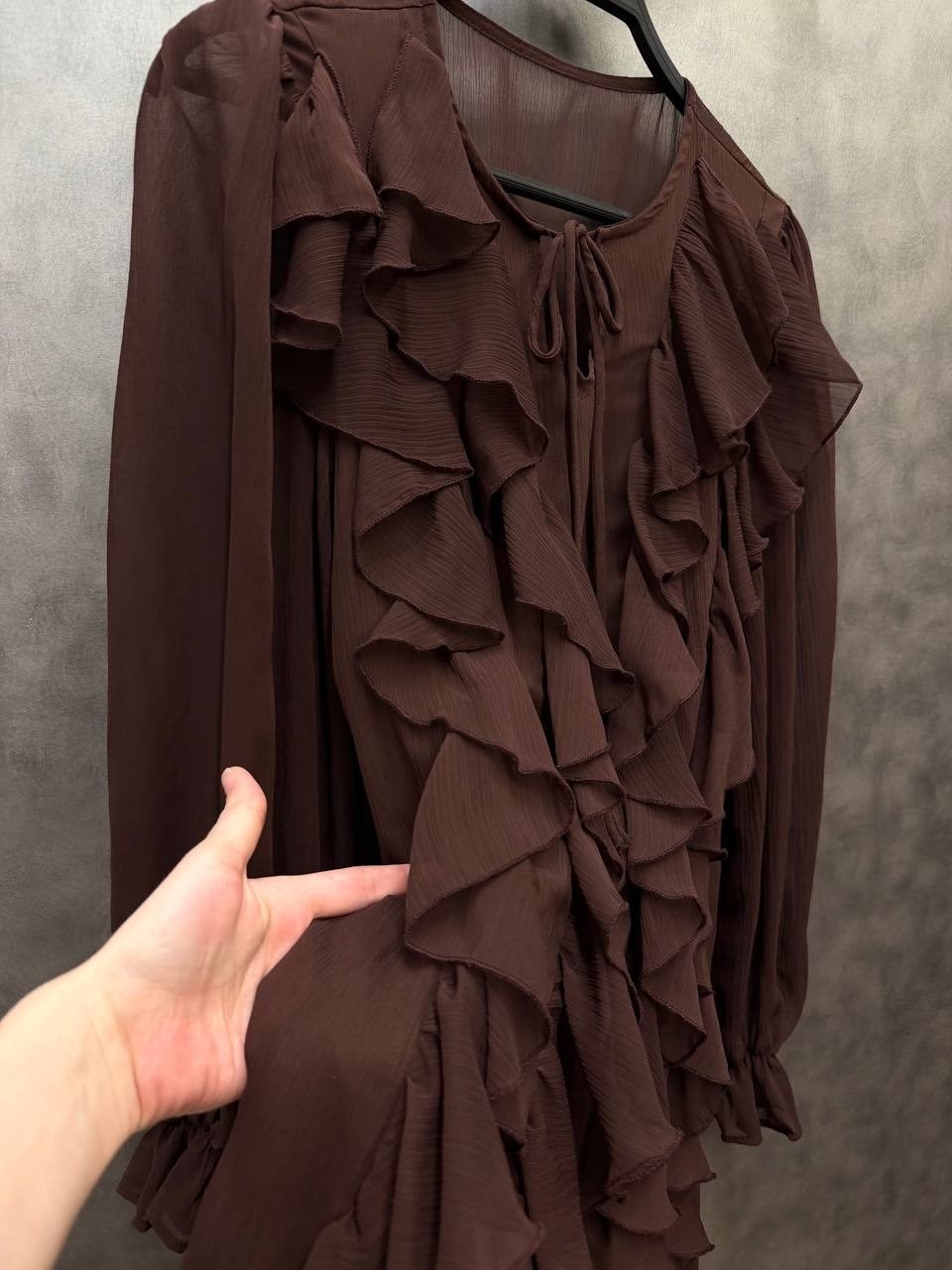 блузка с оборками,шифоновая блузка,блузка нарядная с воланами,блузка с воланами легкая,блузка шифоновая на завязках с воланами