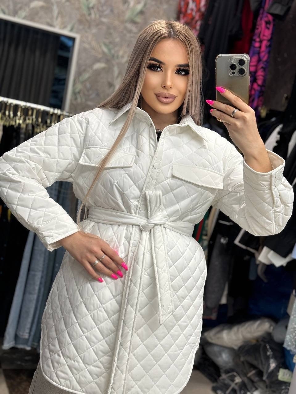 стеганая куртка с поясом,женская демисезонная куртка,куртка женская,демисезонная куртка,куртка рубашка женская стеганая