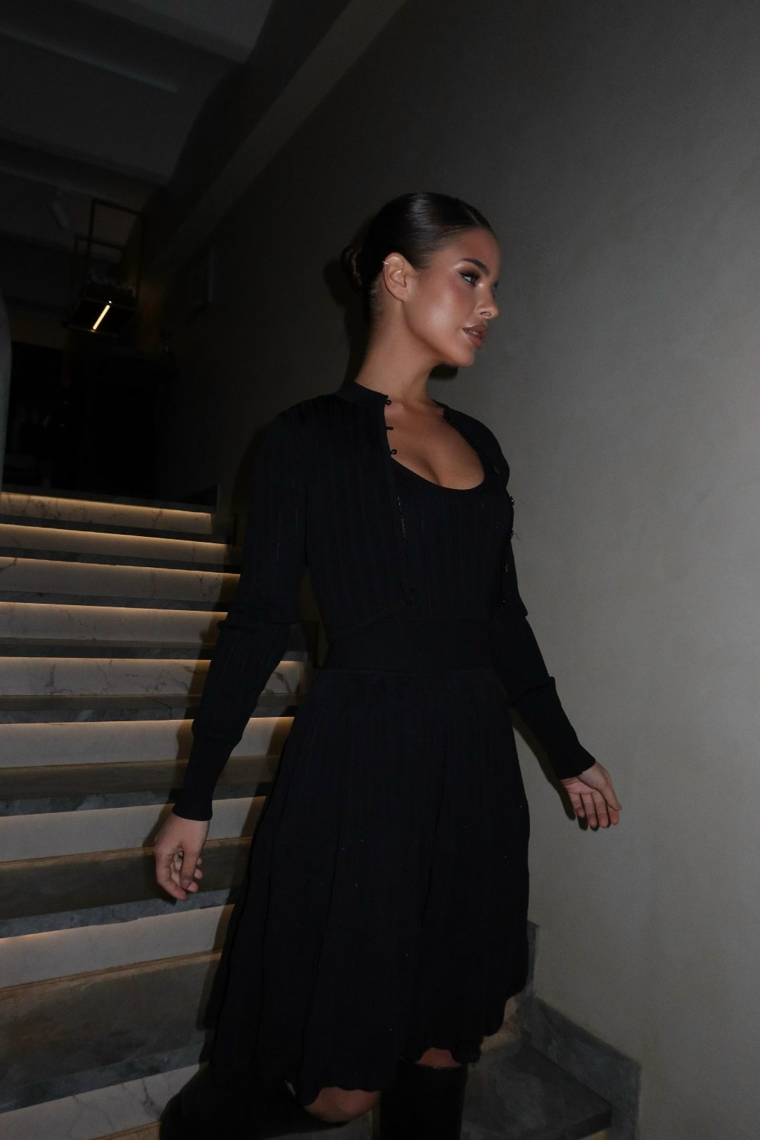 платье,платье черное,стильное платье,женское платье,черное платье плиссе