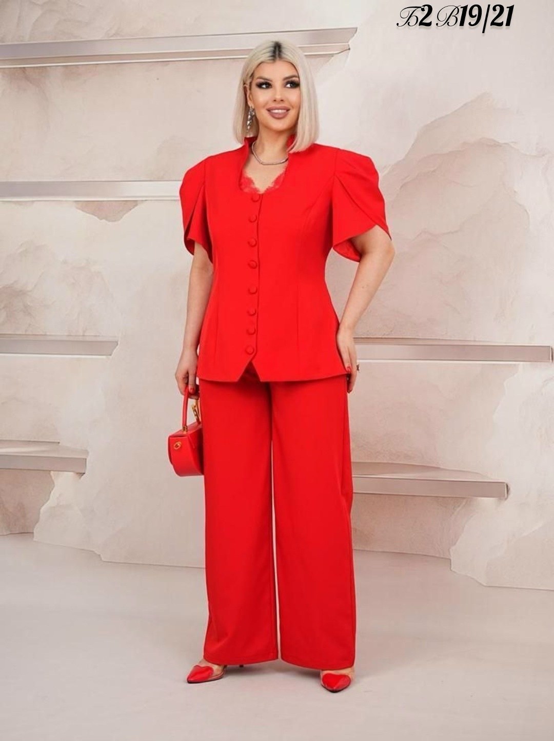 костюм ninele 6001 красный,брючный костюм женский,брючный костюм,брючный костюм для невысоких женщин,костюм брючный 1217 красный lakona