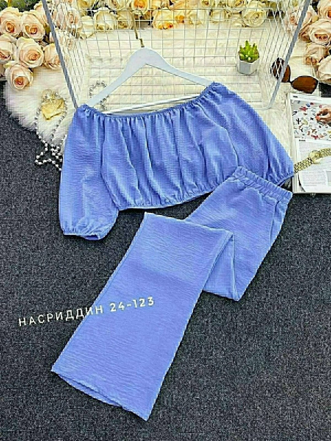 костюм с широкими брюками,брючный костюм с топом,брючный костюм,женский костюм с брюками палаццо,костюм с брюками палаццо