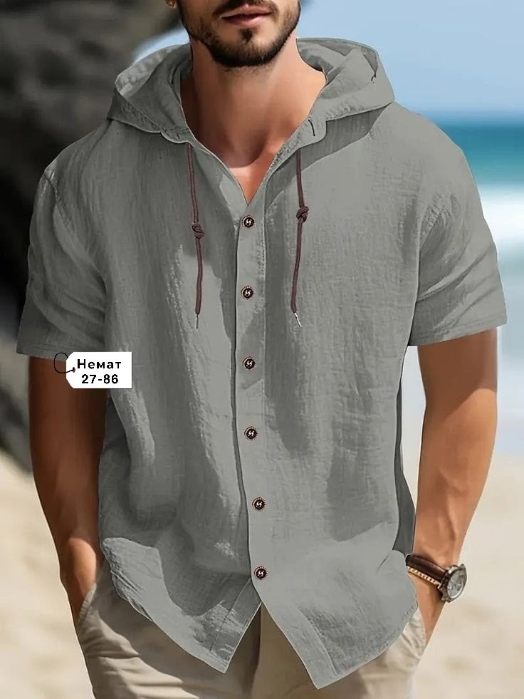 рубашка с капюшоном мужская,рубашка с капюшоном,мужская льняная рубашка,мужская повседневная рубашка,повседневная рубашка