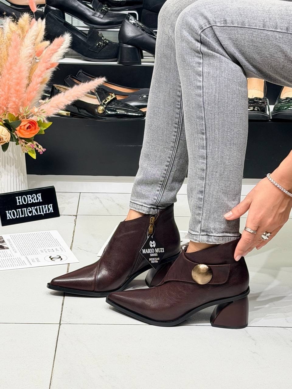 ,модные ботильоны,женская ,женские ботильоны,коричневые ботильоны