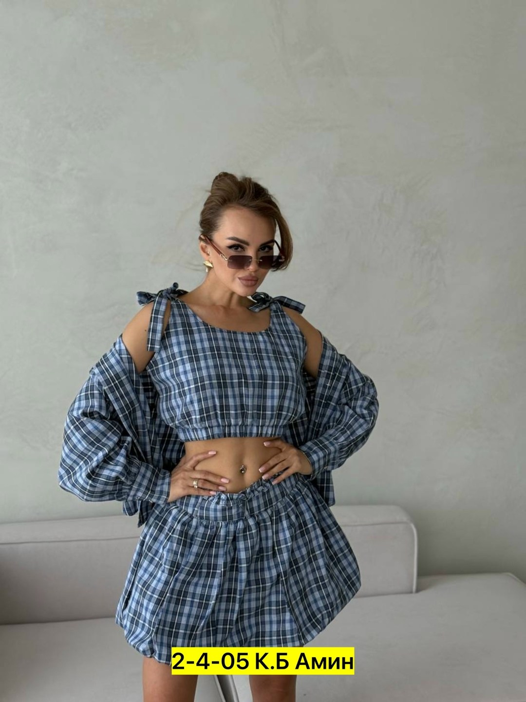 костюм с юбкой и рубашкой в клетку vi&so 332044247,женские костюмы,костюм в клетку,,костюм с юбкой женский