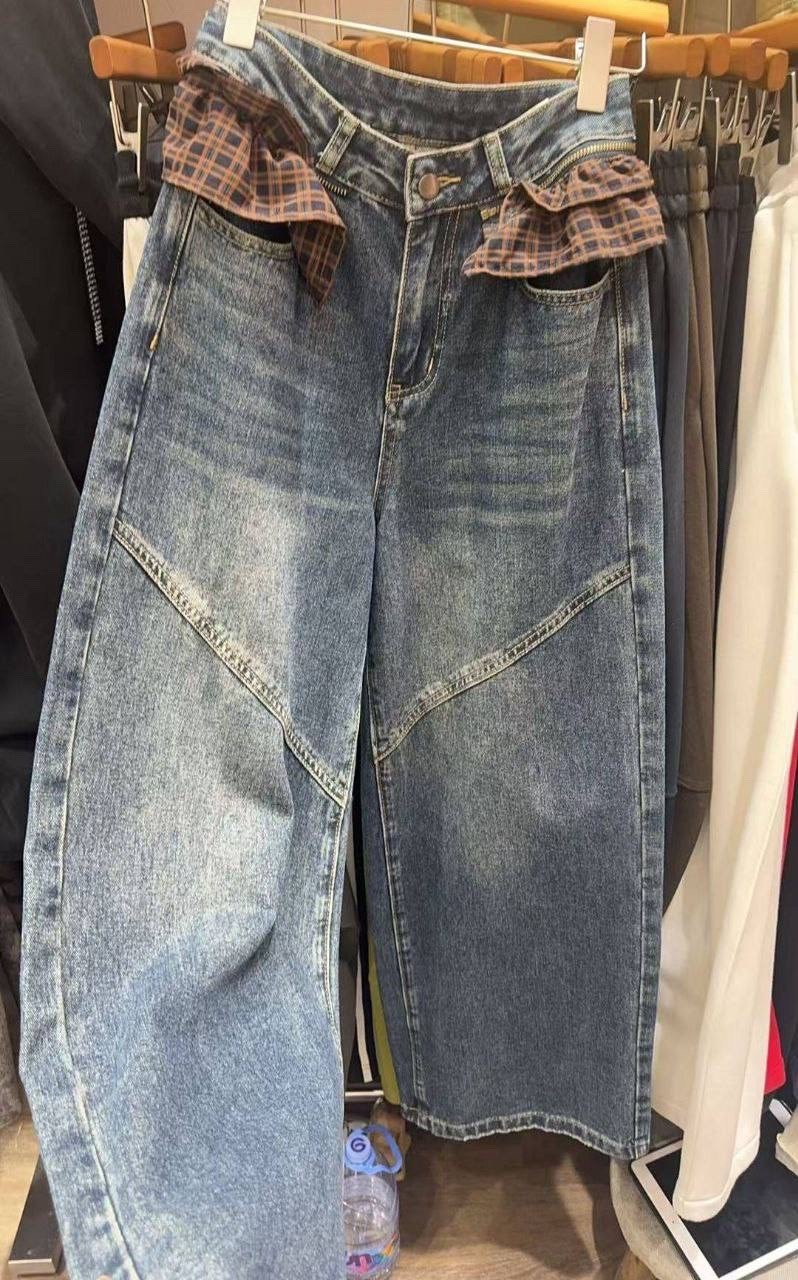 джинсы широкие женские,модные джинсы,джинсовые брюки,джинсовая юбка карго,джинсы повседневные