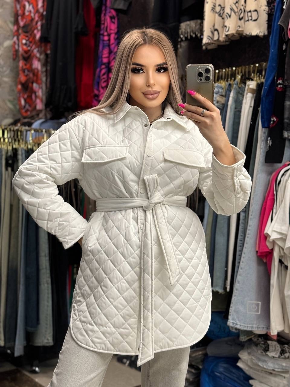 стеганая куртка с поясом,женская демисезонная куртка,куртка женская,демисезонная куртка,куртка рубашка женская стеганая