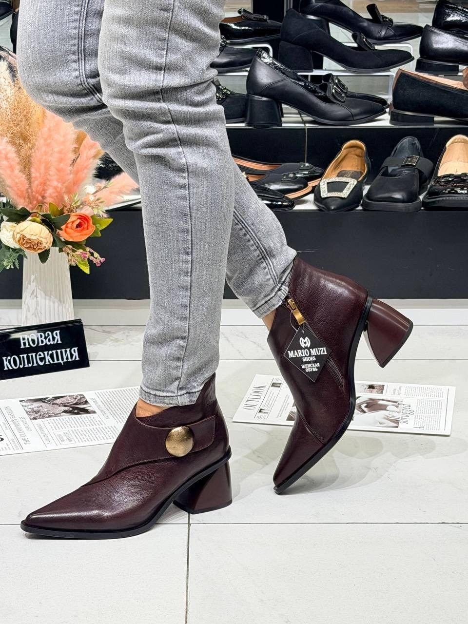 ,модные ботильоны,женская ,женские ботильоны,коричневые ботильоны