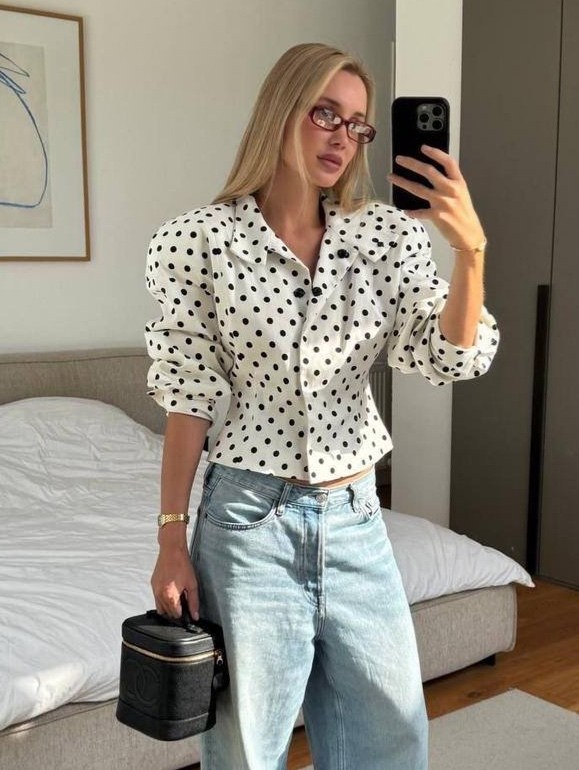 блуза,блузка в горох,блузка в горошек,женская блуза,блузка женская