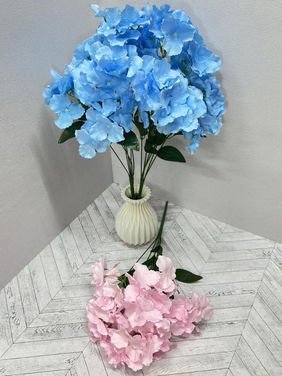 гортензия искусственная,голубая гортензия,цветы гортензии искусственные,нежно голубая гортензия,гортензия искусственная для декора интерьера голубая 48 см