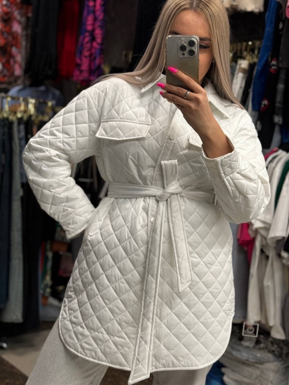 стеганая куртка с поясом,женская демисезонная куртка,куртка женская,демисезонная куртка,куртка рубашка женская стеганая