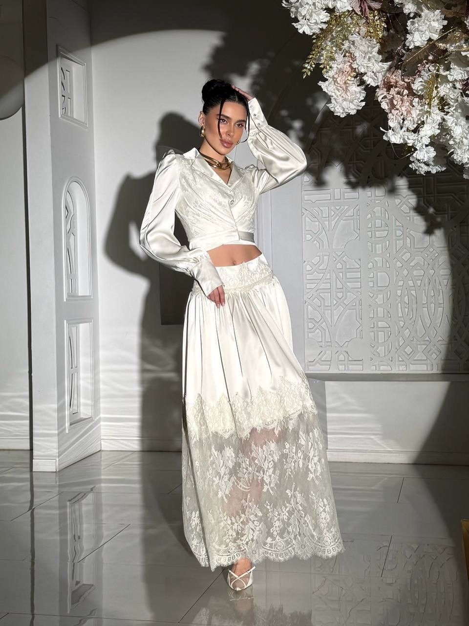 вечернее платье,кружевная юбка,юбки для женщин,юбка кружевная длинная maura korvana,костюм с юбкой