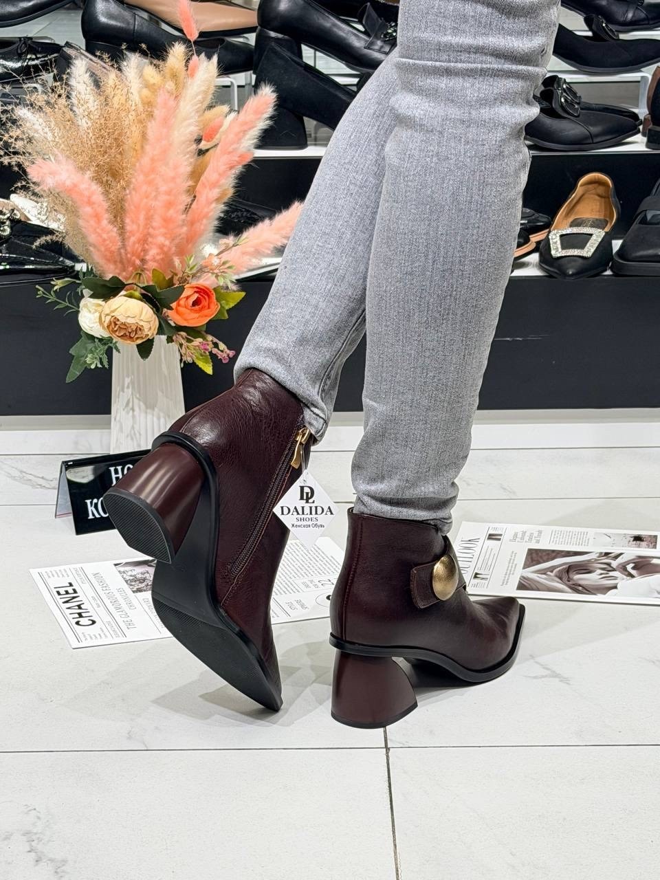 ,модные ботильоны,женская ,женские ботильоны,коричневые ботильоны