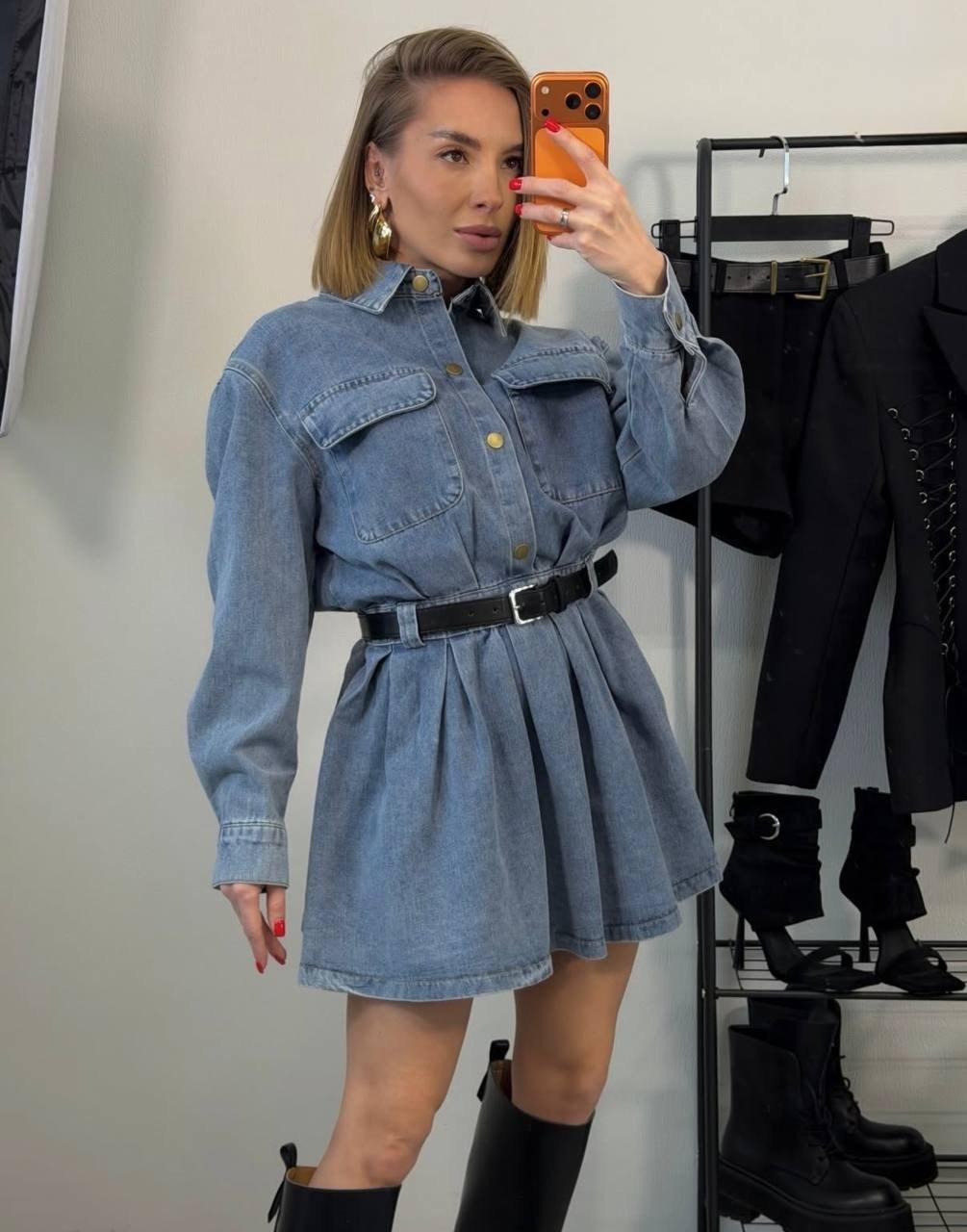 джинсовое платье,женское джинсовое платье sitmcf,джинсовое платье рубашка в стиле карго,модное джинсовое платье рубашка в стиле карго,джинсовое платье карго