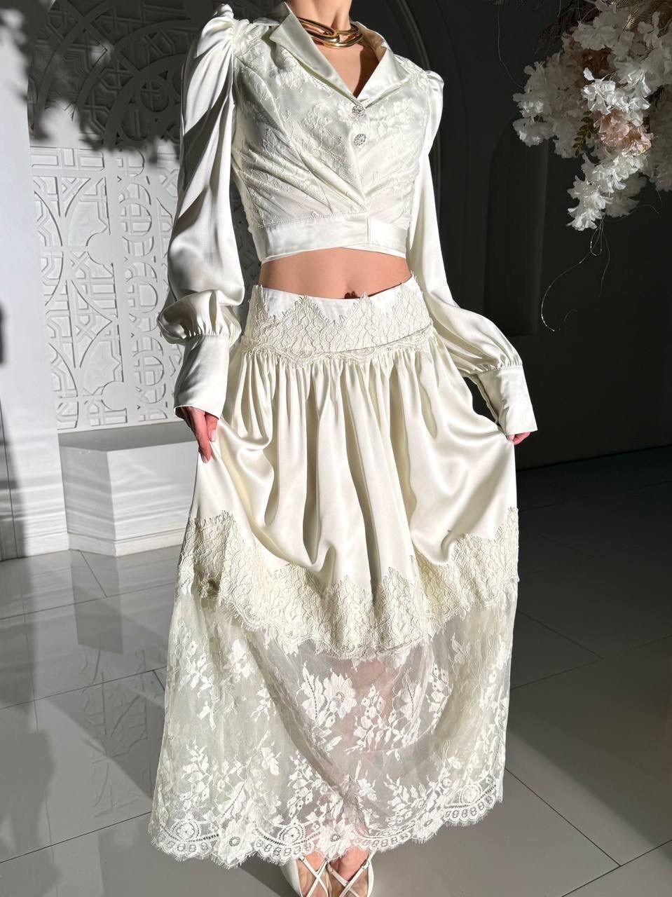 вечернее платье,кружевная юбка,юбки для женщин,юбка кружевная длинная maura korvana,костюм с юбкой