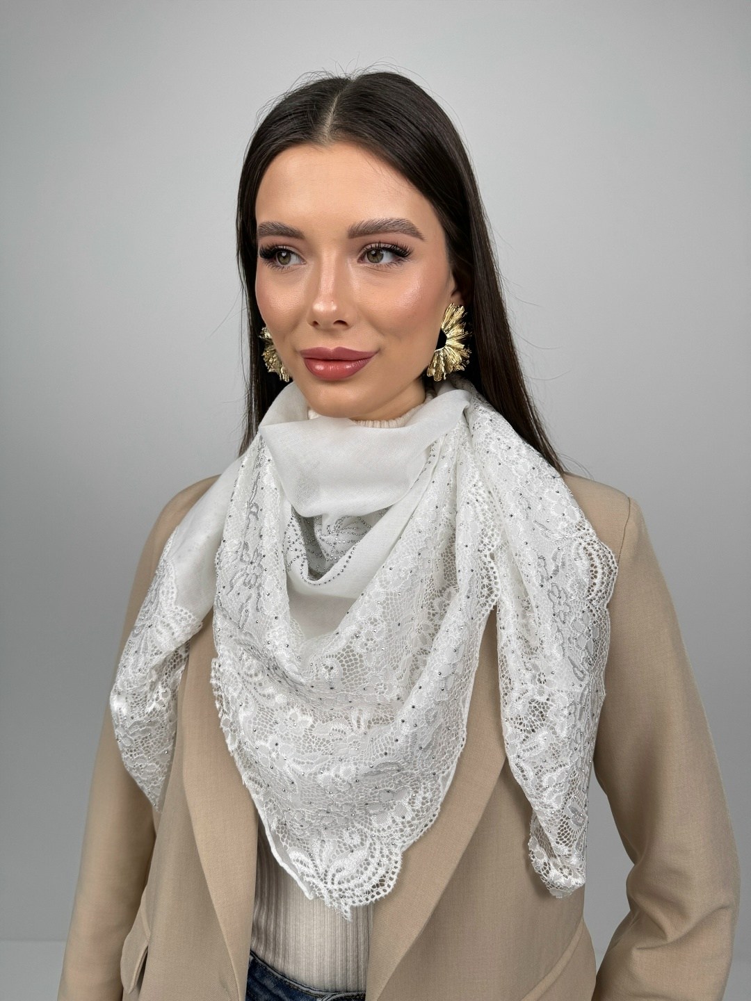 кружевной платок,платок в церковь,платок с кружевом,платок для венчания,платок для храма женский