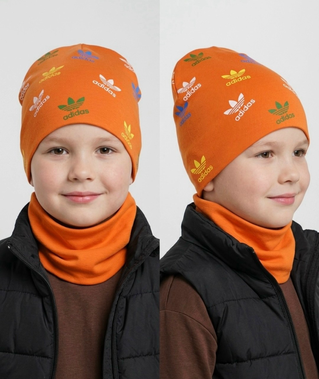 комплект шапка снуд,комплект трикотажный,детская шапка,шапка и снуд,шапка комплект
