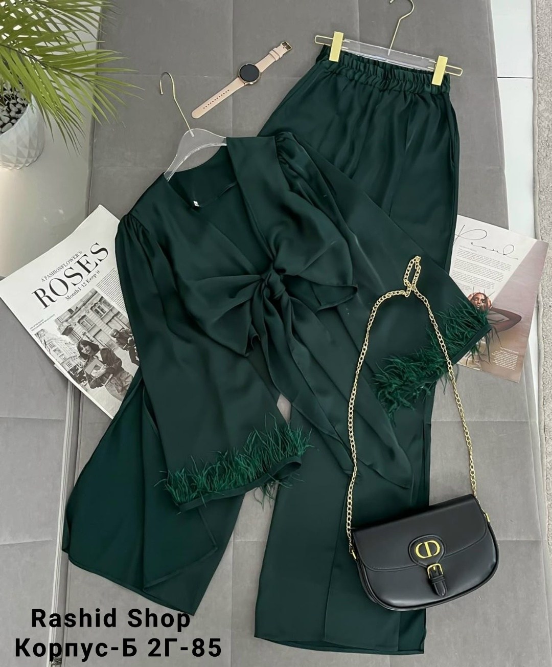 брючный костюм с перьями,шелковый брючный костюм,костюм женский,женский костюм двойка,брючный костюм женский