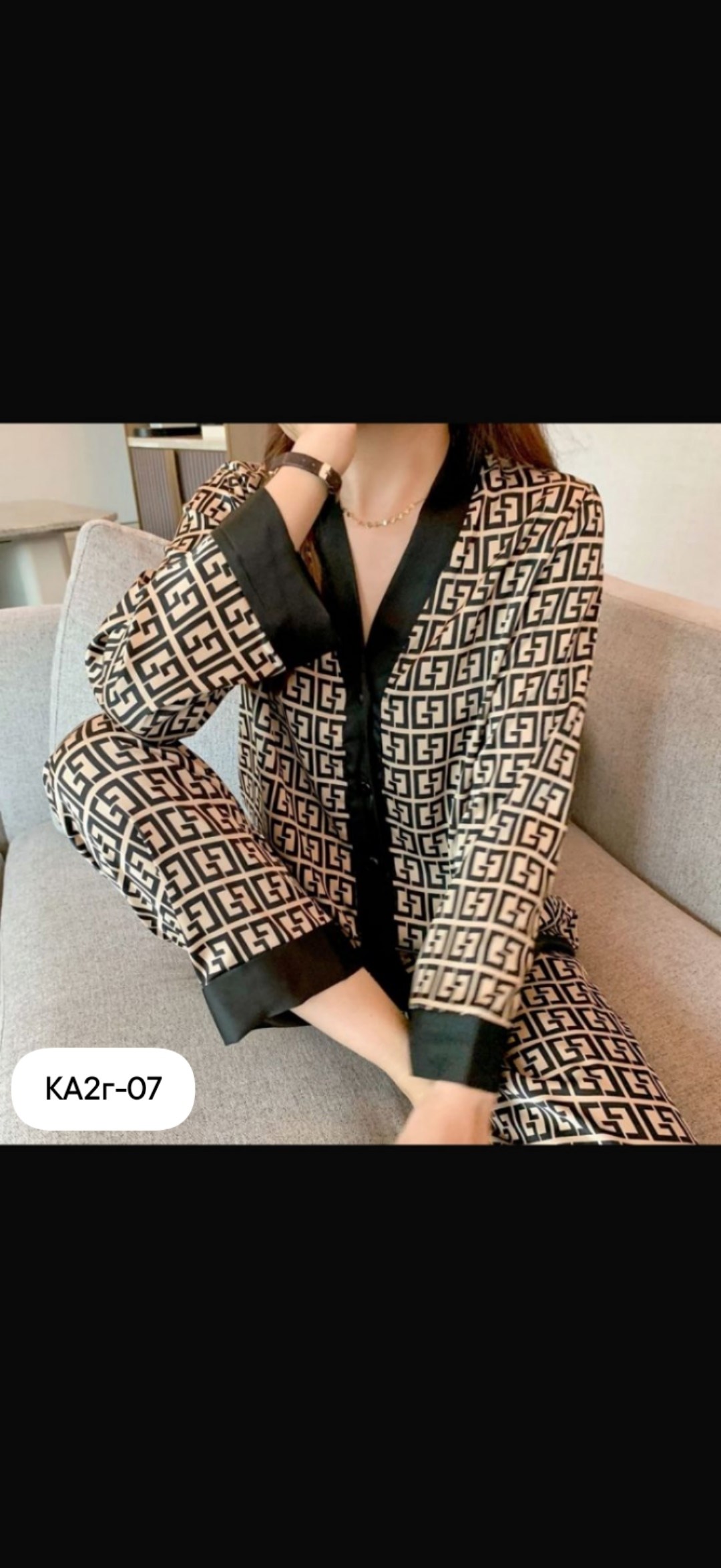 комплект домашней одежды пижама,пижама шелковая фенди,пижама женская,женская шелковая пижама со штанами и рубашкой,женская пижама комплект