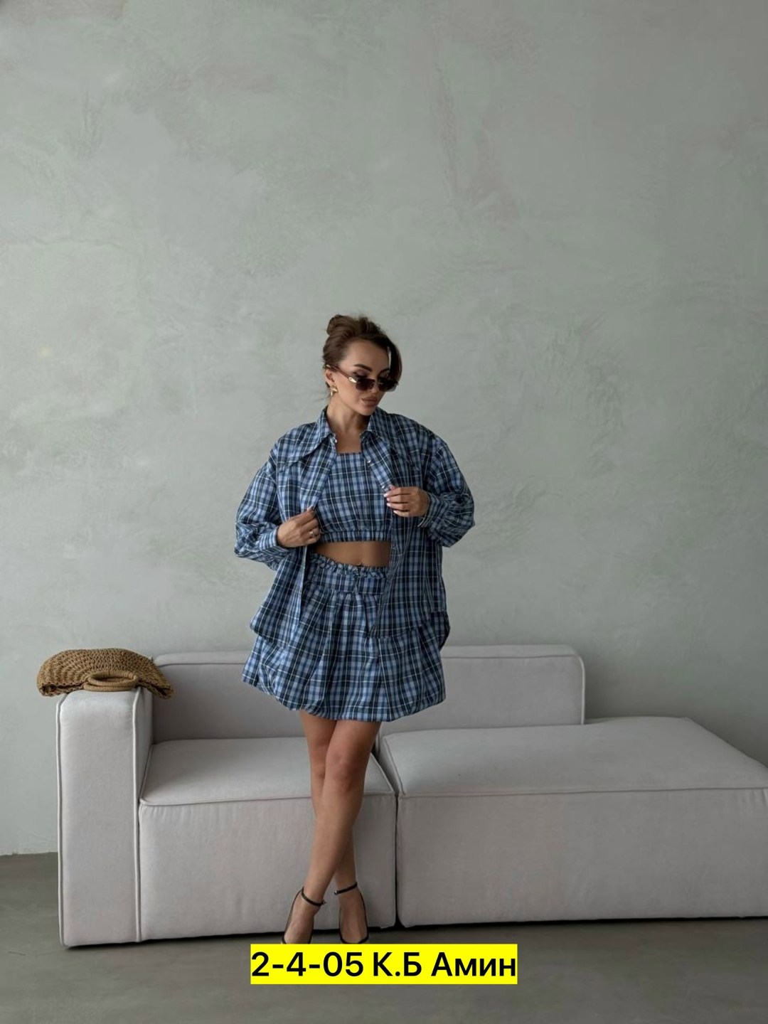 костюм с юбкой и рубашкой в клетку vi&so 332044247,женские костюмы,костюм в клетку,,костюм с юбкой женский