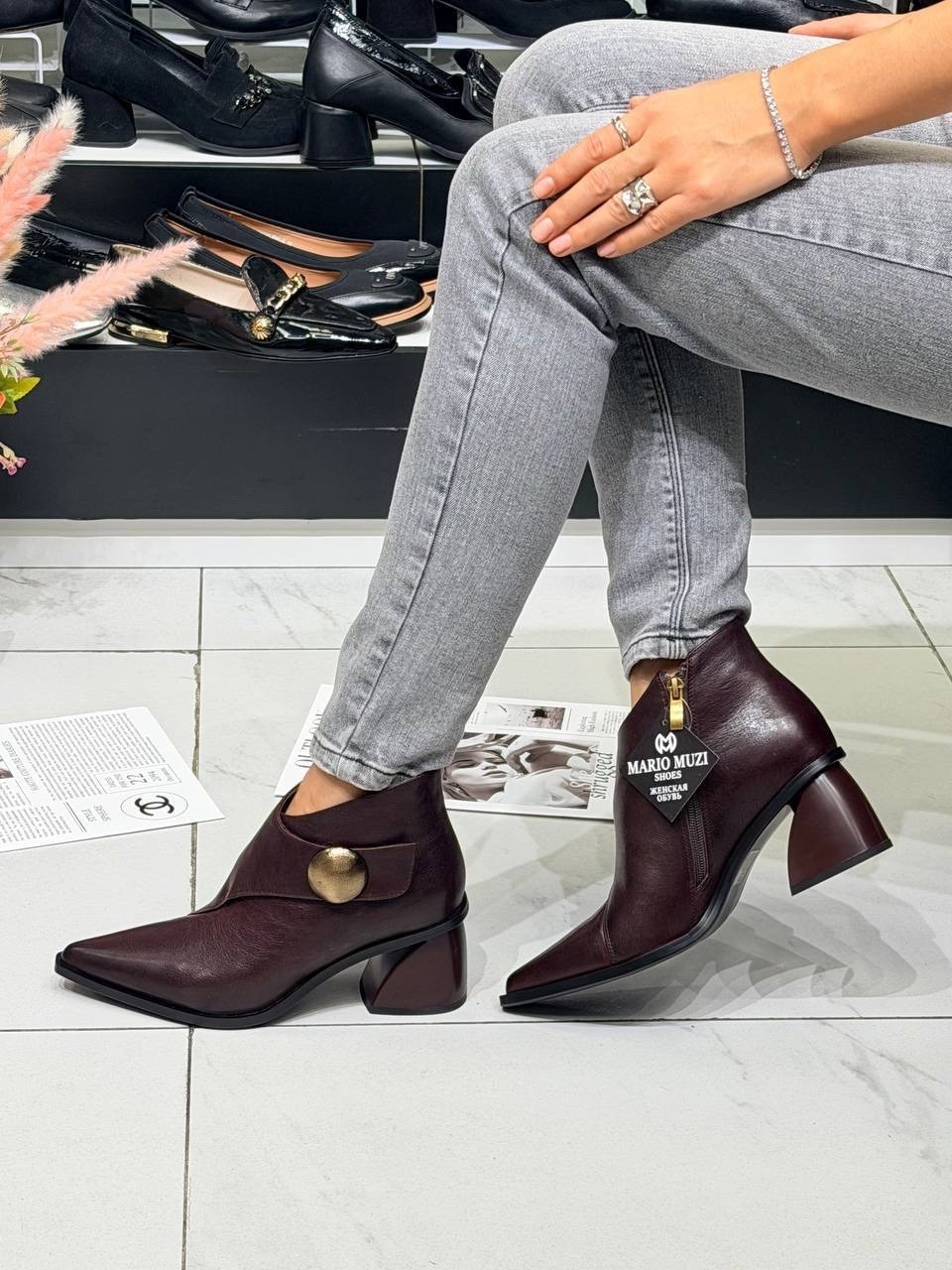 ,модные ботильоны,женская ,женские ботильоны,коричневые ботильоны
