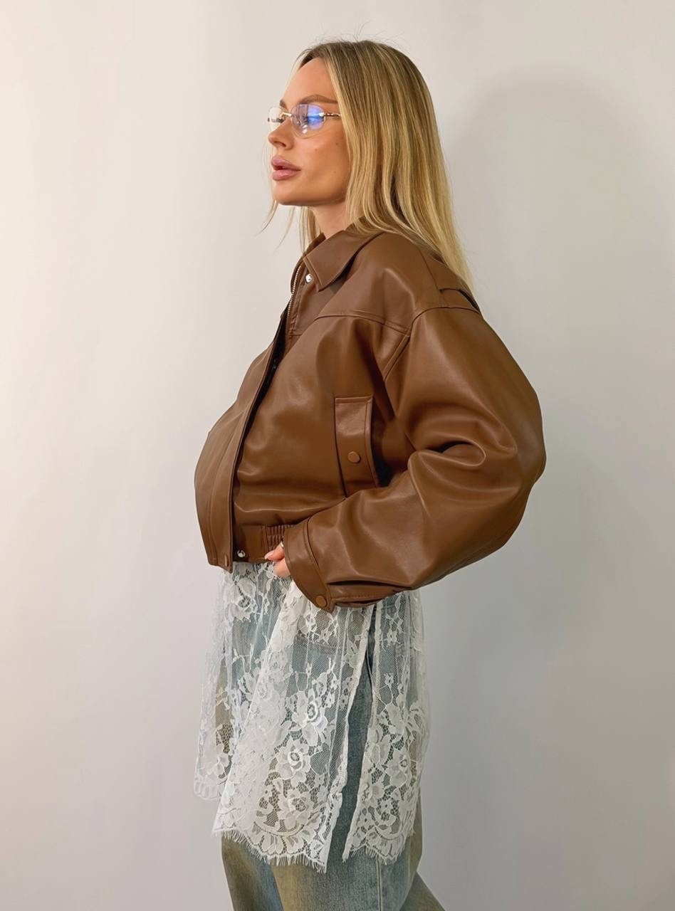 куртка бомбер из экокожи emberens,куртка кожаная,кожаная куртка бомбер,куртка из экокожи,женская кожаная куртка