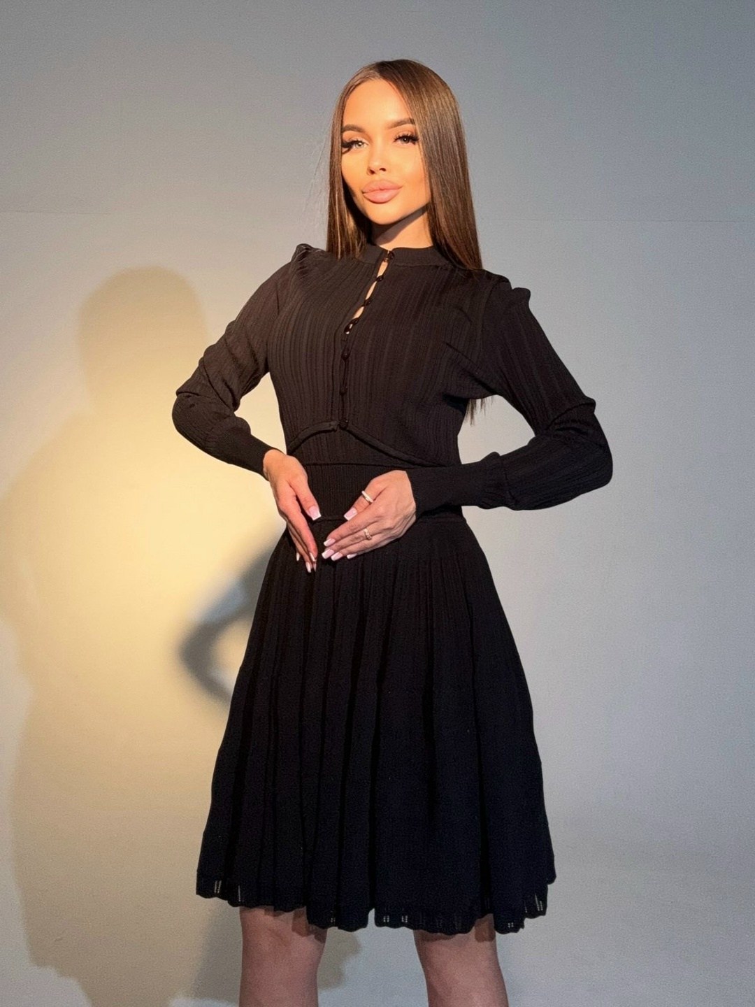 платье,платье черное,стильное платье,женское платье,черное платье плиссе