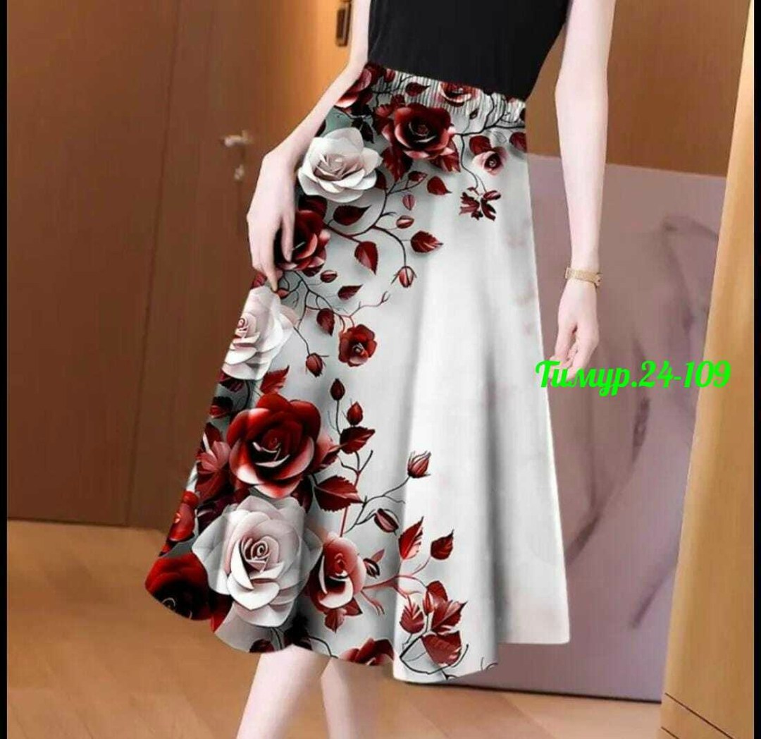 юбка с вышивкой,юбка женская,юбка с принтом,юбка женская атласная,юбка