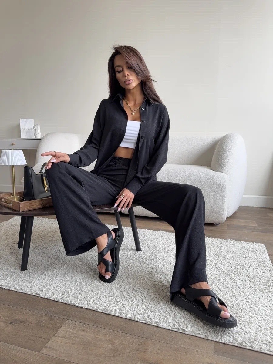 костюм летний с брюками и рубашкой,стильные женские костюмы,костюм летний с брюками,летний костюм оверсайз gagutika,брючный костюм повседневный