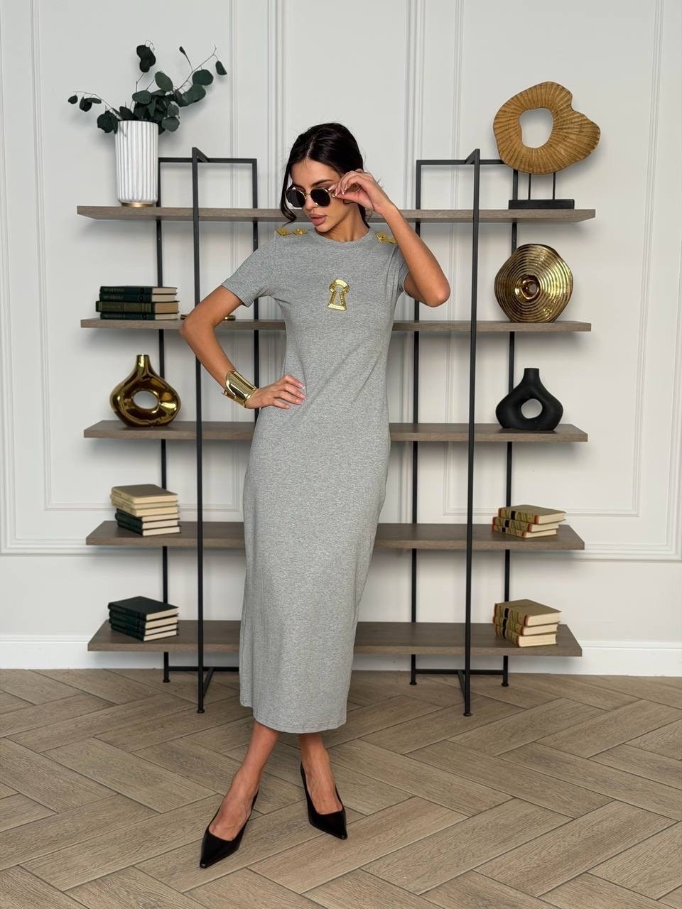 трикотажное платье,платье темно-серое vilatte 021555690,модное платье,платья,женское платье