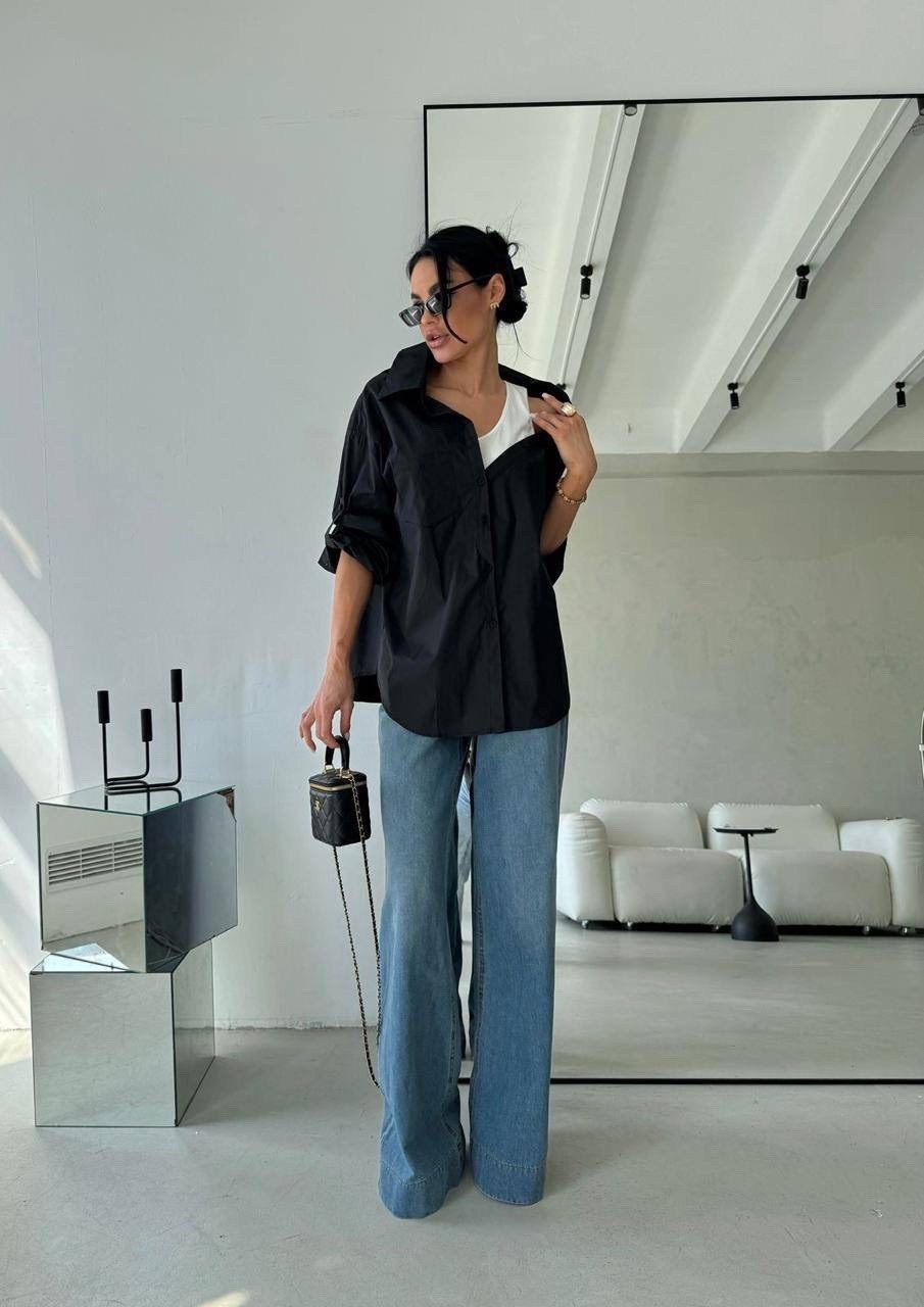 стильная рубашка оверсайз,рубашка стильная,рубашка черная оверсайз,рубашка женская