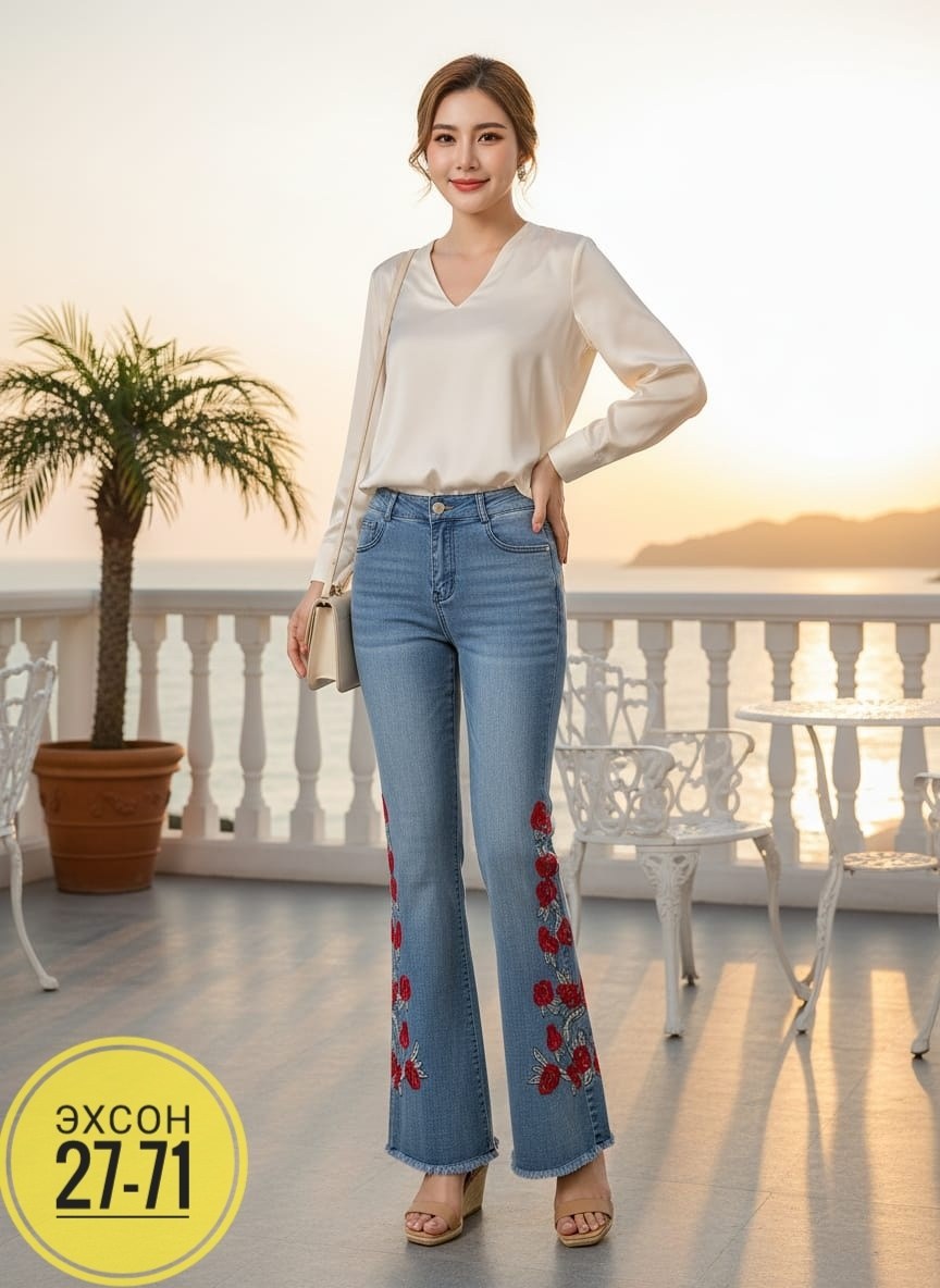 джинсы клеш женские,женские джинсы,расклешенные джинсы,джинсы с вышивкой,джинсы для женщин