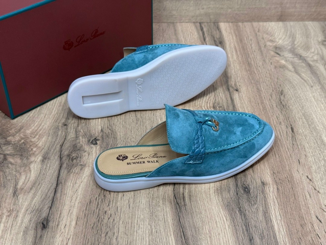 женские замшевые мюли loro piana голубые,мюли loro piana,лоферы loro piana женские,,loro piana лоферы