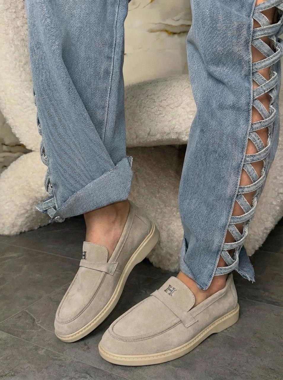 замшевые лоферы hermes,лоферы hermes,лоферы замшевый,лоферы женские loro piana,